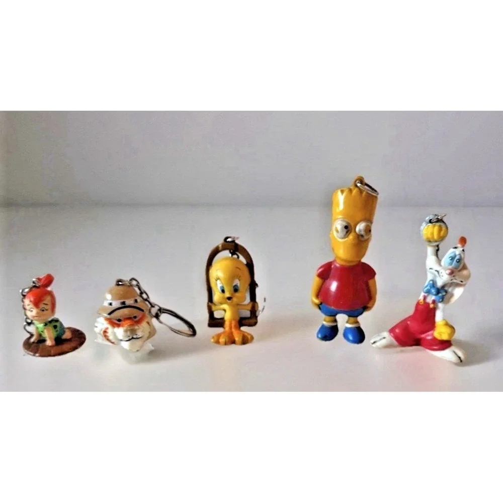 Character Keychain Roger Rabbit Tweety Pebbles Garfield Exxon Tiger Bart Simpson